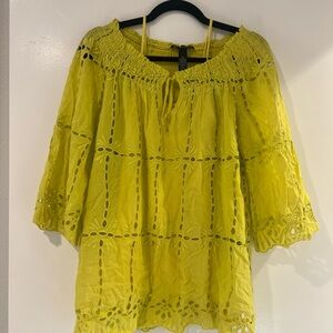 INC International Concepts Yellow Eyelet Blouse